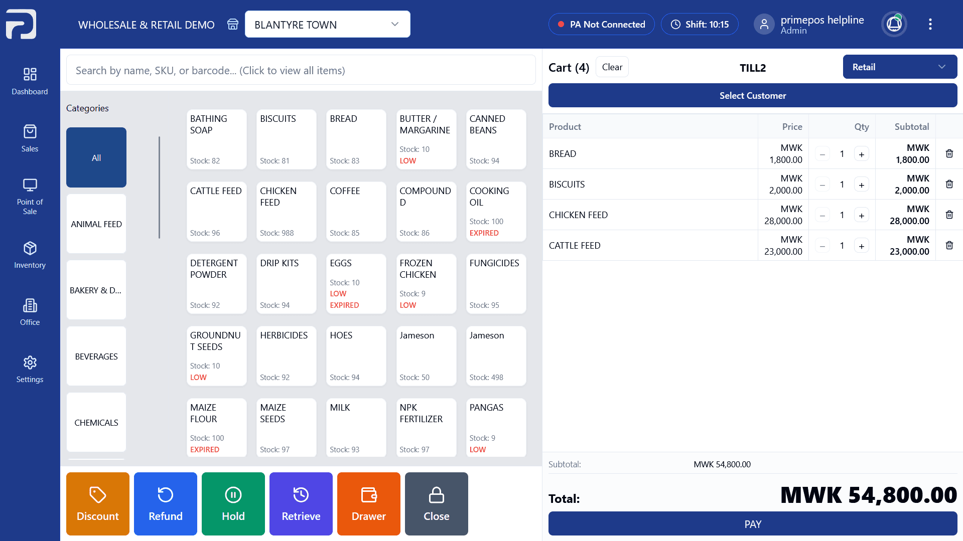 POS PrimePOS interface